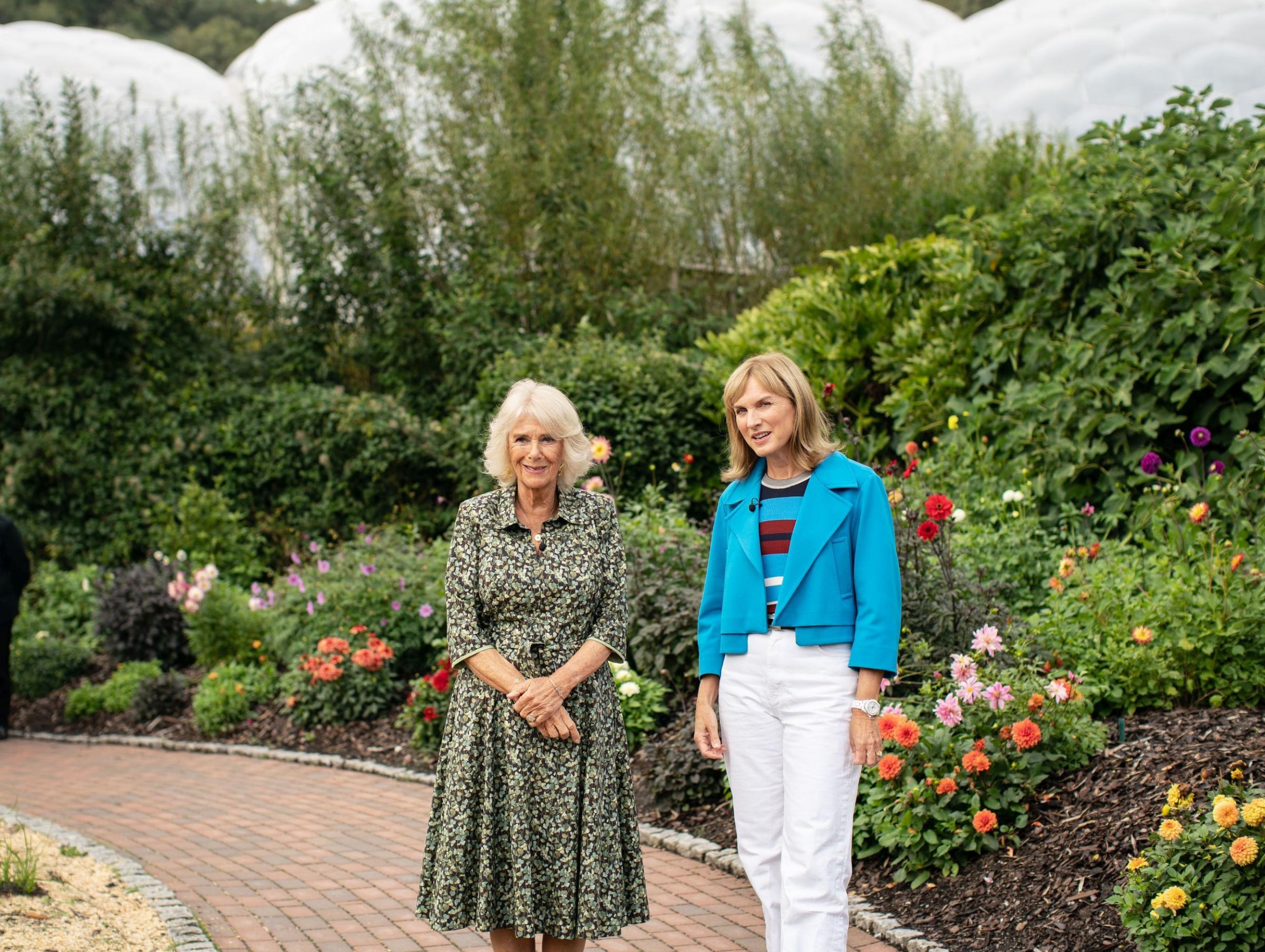 The Duchess of Cornwall and Antiques Roadshow presenter Fiona Bruce at the Eden Project