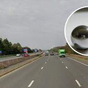 A 'projectile' that police think may have been a 'ball bearing type object' was allegedly fired at a vehicle on the M5 near Cullompton