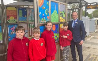 Primary school pupils unveil new art project at Camborne Station