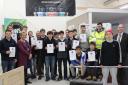 Carpentry students receiving their certificates at Truro and Penwith College with representatives from Screwfix and Bovis Homes (56618922)