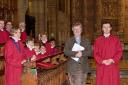 James MacMillan and Christopher Gray with the Cathedral Choir. Picture by pr4photos