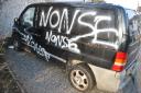 Convicted Falmouth paedophile's van covered in graffiti