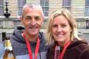 Rich Savage and Faye Toms have a well earned beer after the London Marathon