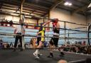 Brie Truscott (left) in his fight at Acorn Leisure Centre in Torquay