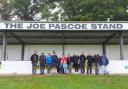 Joe Pascoe's family in front of the newly named stand at Gala Parc