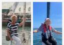 Kay recreates the picture taken on a yacht 45 years ago