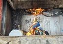 The fire on the rubbish lorry