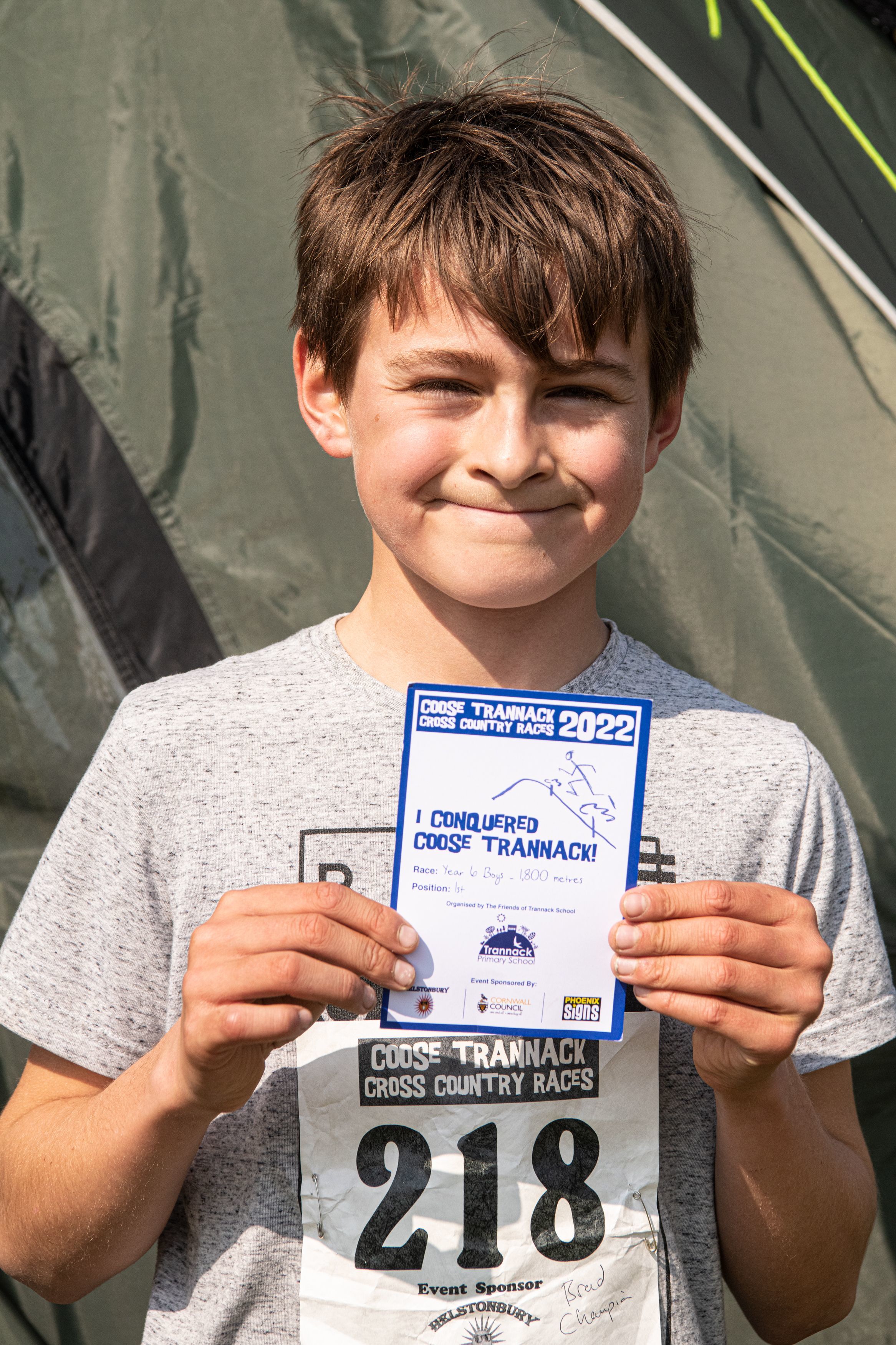 Bradley from Halwin School, winner of the year six race