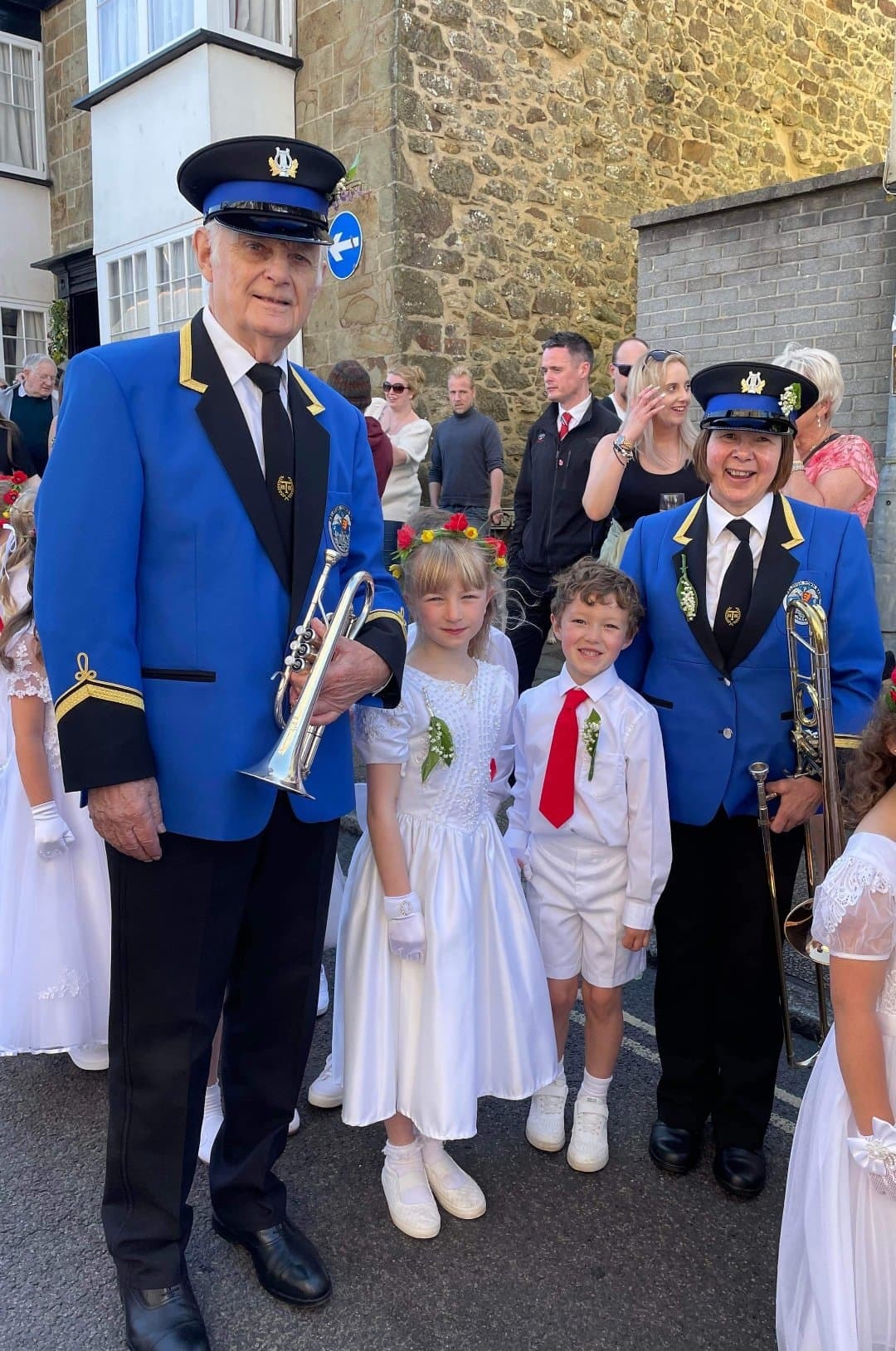 Russell with great-granddaughter Olivia and her dance partner Iwan, whose grandmother Ann Pascoe is also in the band
