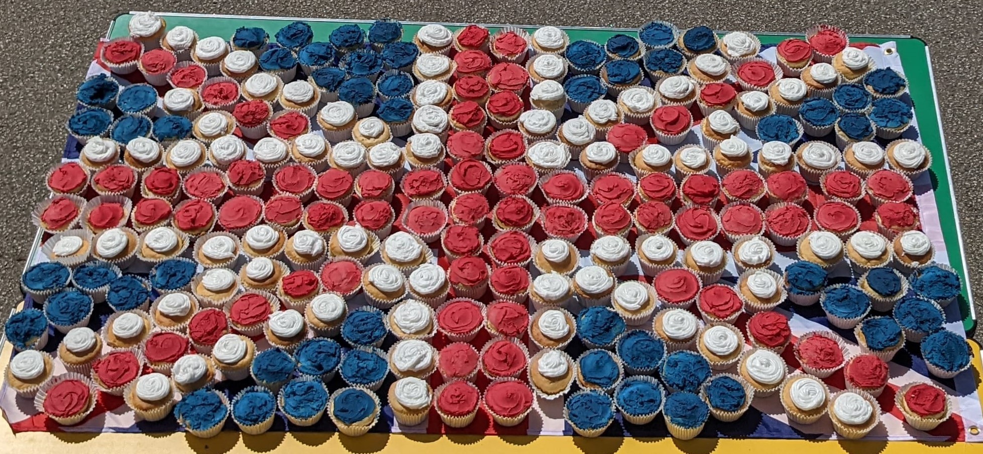 500 red, white and blue cupcakes were made by the kitchen staff. Photo: Kate Lockett
