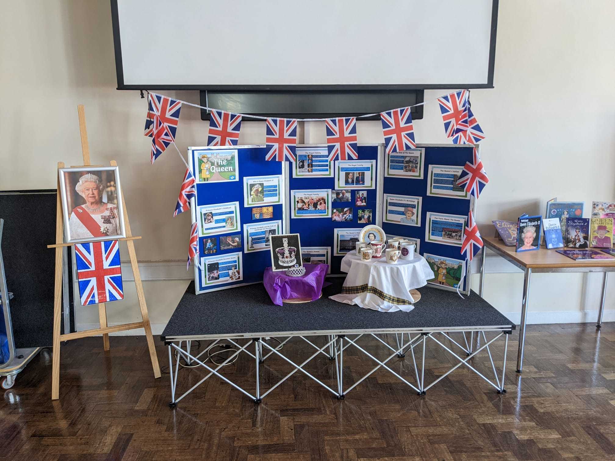 Queens display in the assembely hall, for the children to come and see. Photo: Kate Lockett