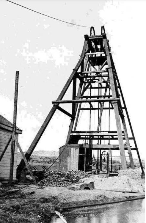 A photograph of the headframe when it was erected in 1899 (Pic: King Edward Mine Museum)