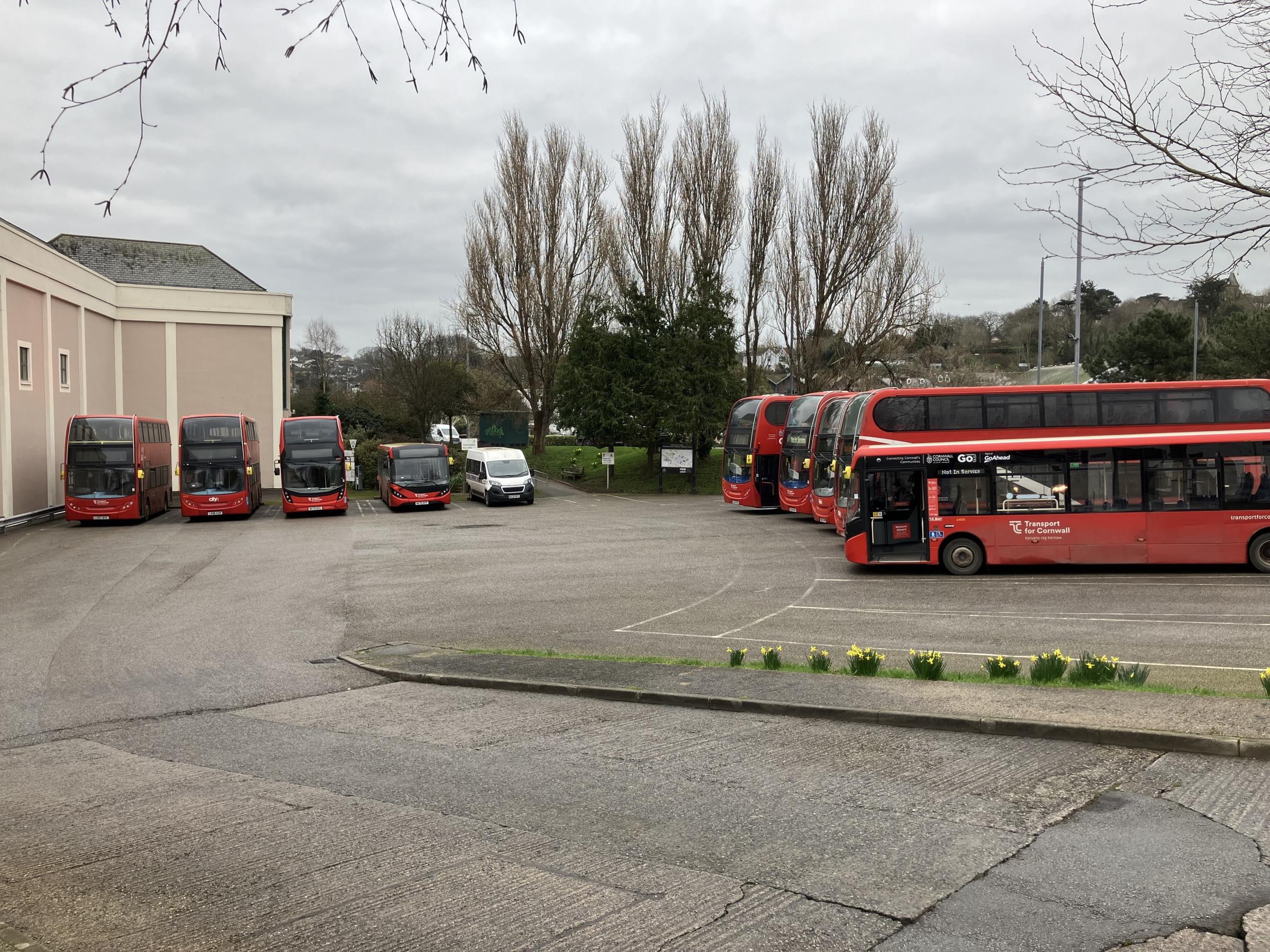 Transport For Cornwall buses using the coach park (Pic: submitted to LDRS)