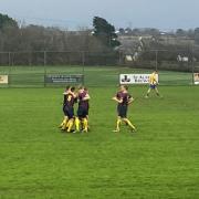 Wendron celebrate Wheat's second goal