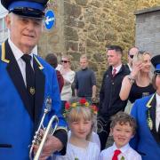 Russell with great-granddaughter Olivia and her dance partner Iwan, whose grandmother Ann Pascoe is also in the band
