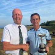 Nick Chinn (left) presenting the Bray Cup to Paul Westall.