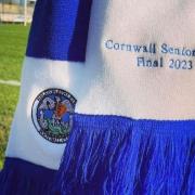 Helston Athletics' Cornwall Senior Cup final scarf