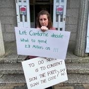 Shelley Tasker protested against the proposals to change the road network in the centre of Camborne