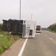 A picture of the overturned motorhome was posted by the police
