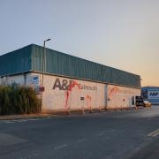 The red paint was thrown over A&P Falmouth last night