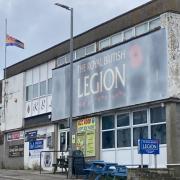 The Royal British Legion club in Newquay, which has now closed, with its flag hanging at half mast