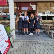 Tobias Lamb (director), Nick Watson (head chef), Anna McDonald (FOH manageress) Rory Lamb (director) in their newly branded aprons