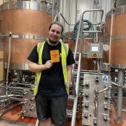 Brewery apprentice, Joe Baker with his 'Average Joe' beer