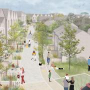Artist's impression of one of the streets which would be created as part of the 320-home development planned at Trannack Farm, Heamoor, near Penzance