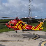 The man was flown to hospital by air ambulance