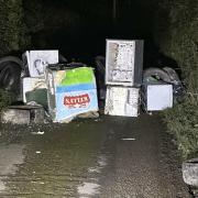 The goods were abandoned in the middle of the road near Heligan, causing a potential danger to motorists (Image: James Mustoe)