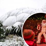 Father Christmas arrived at the Eden Project in the snow this year