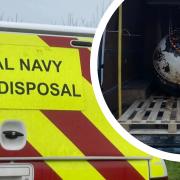The Royal Navy Bomb Disposal team arrived at the beach in Cornwall on Monday