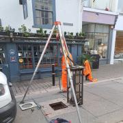 The bollard was photographed being removed from its hole this morning