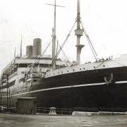 Empress of Scotland in drydock in Falmouth