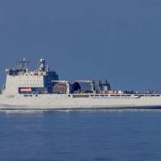 Landing ship RFA Cardigan Bay is supporting an international effort to supply aid into Gaza. Image: Royal Navy