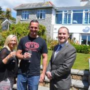 Win A Wedding winners Tammy Duckham and Scott Hackett with St Michaels Hotel manager Karl Taylor