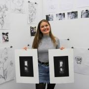 Lauren Reed with her highly commended piece, Dad at Boconnoc