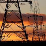 A electricity pylon was reported to have caught fire. File pic