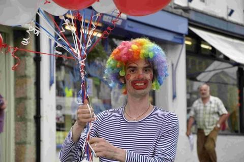 Jonathan Birkett dressed as a clown for the Helston Jubilee celebrations