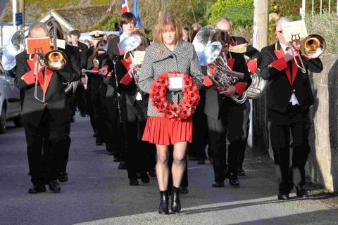Porthleven Town Band lead the parade
