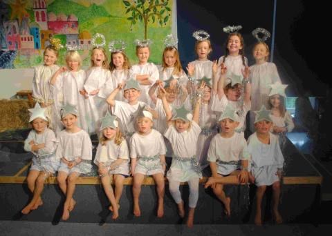 The stars and the angels from the year one and two production at King Charles Primary School
