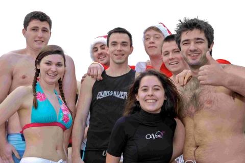 Swimmers tackle icy water at Coverack’s Christmas swim