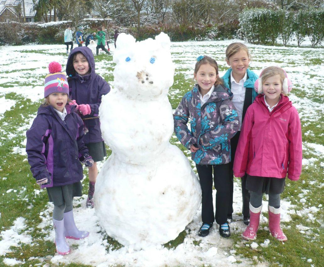 These Landewednack children decided to go for something different and built a giant snow cat