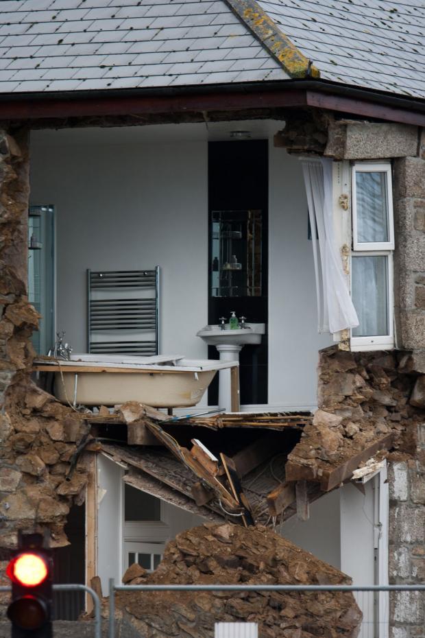 Falmouth Packet: House collapse in Camborne: PICTURE
