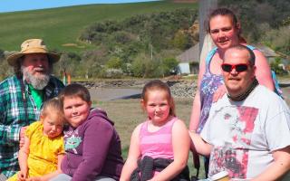 .Tara Luscombe and her family, including Sue Ellery-Hill’s husband Chris. Tara, husband Jan and their three children are the victims of a ‘no fault’ eviction for the second time in two years