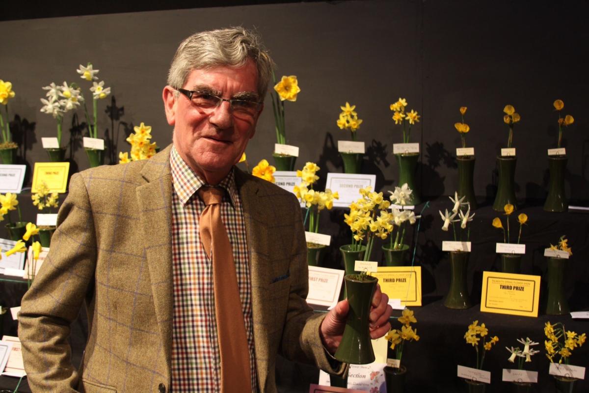 Stephen Duckham, first prize winner for his mini daffodils