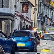 Police outside the Red Lion pub Redruth last year