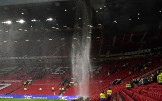 A general view of the roof of the stadium leaking following the match (Martin Rickett/PA)