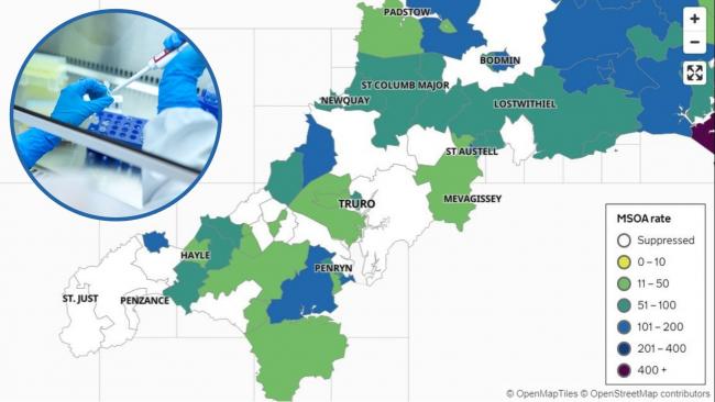 Latest coronavirus cases in Cornwall on cluster map rise by 100