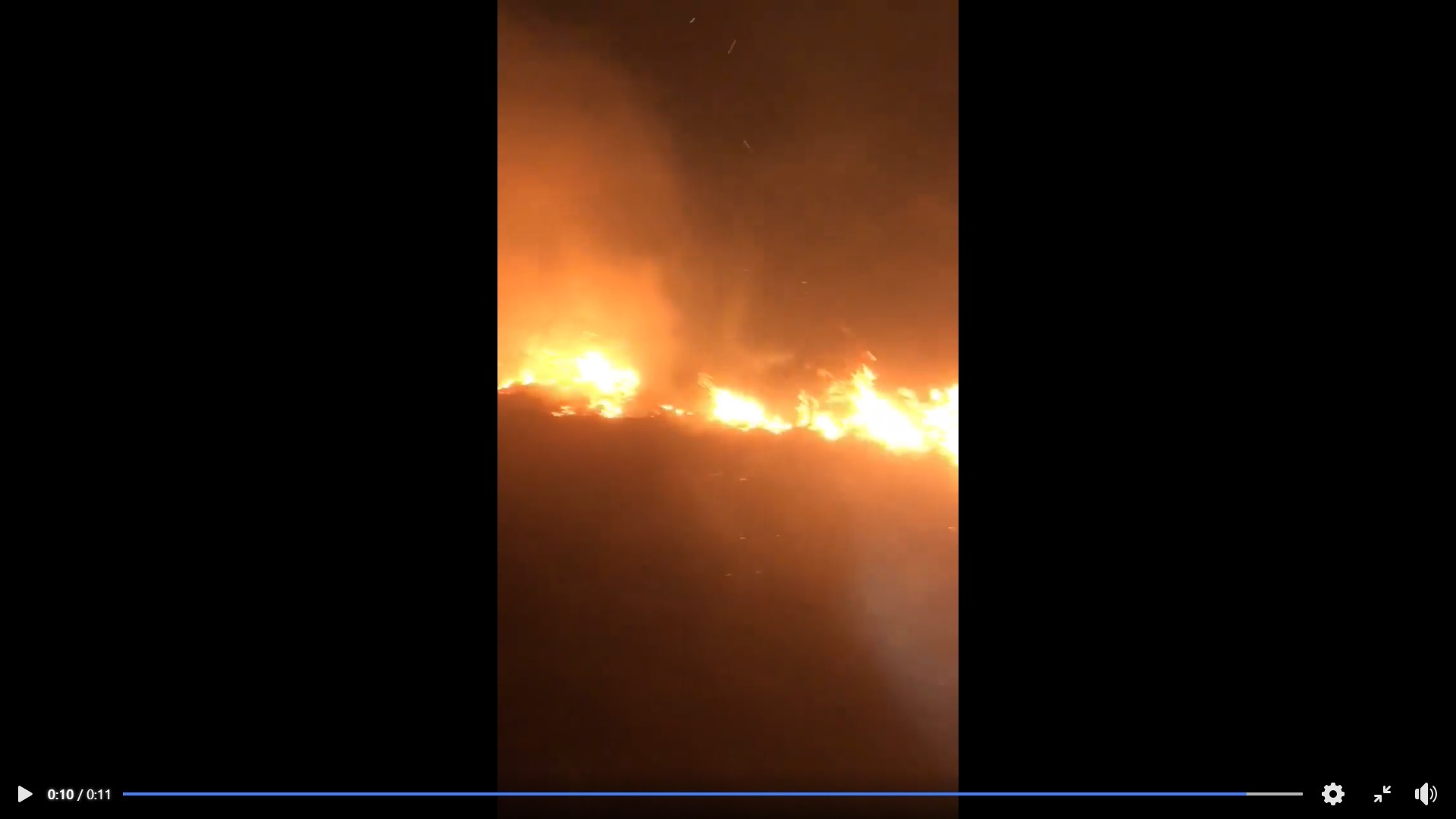 A still from the video of the gorse fire behind Zoar Garage. Credit St Keverne Fire Station